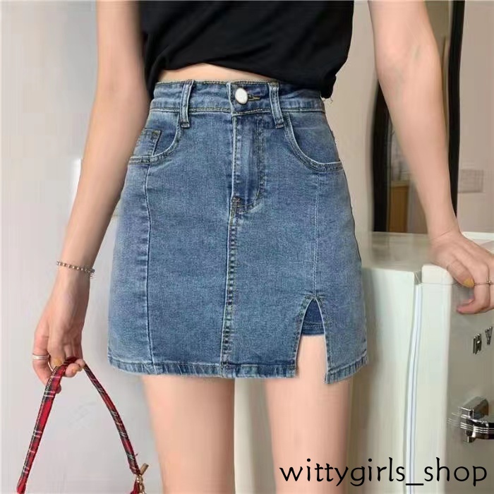 Wittygirls-đầm Ngắn Hakama Ôm Eo Cao Xẻ Tà Mùa Hè