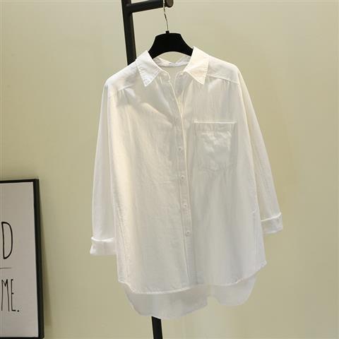 Áo Sơ Mi 100% Cotton Tay Dài Dáng Rộng Màu Trơn Phong Cách Hàn Quốc Thời Trang Mùa Thu Mới Cho Nữ
