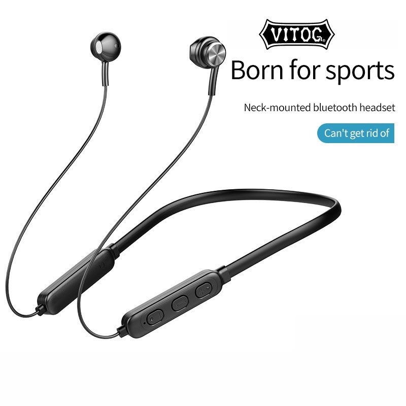 Tai nghe Vitog Bluetooth 5.0 thiết kế đeo cổ mang lại âm thanh sống động hỗ trợ thẻ nhớ TF