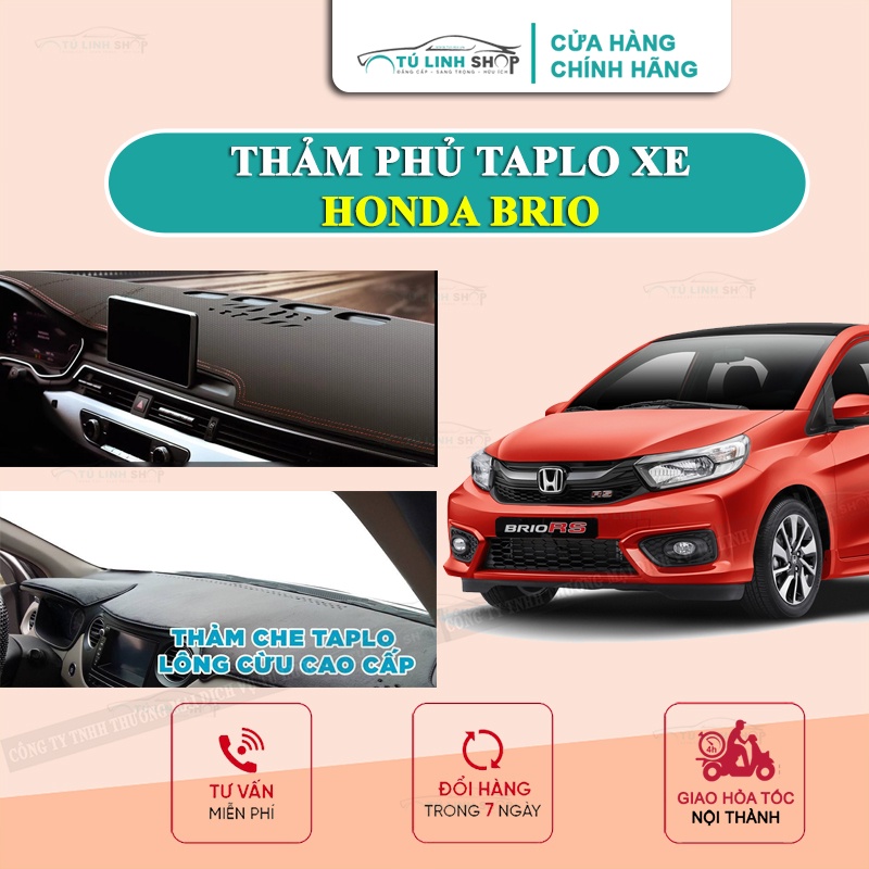 [Mã LIFEAUMAY giảm 10% tối đa 30k đơn 150k] Thảm taplo Honda Brio lông Cừu 3 lớp hoặc Da vân Cacbon