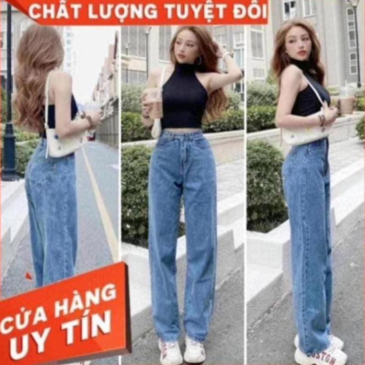 [Ảnh Thật] Quần Jean Nữ Ống Rộng Lưng Cao Dáng Suông Khuy Chéo Hottrend 2021 - TS Jeans Shop Jeans,Crotop,Đầm