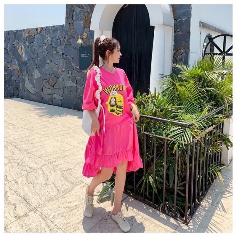 Đầm baby doll dễ thương phối kate voan bầu bí bon chen 3 màu