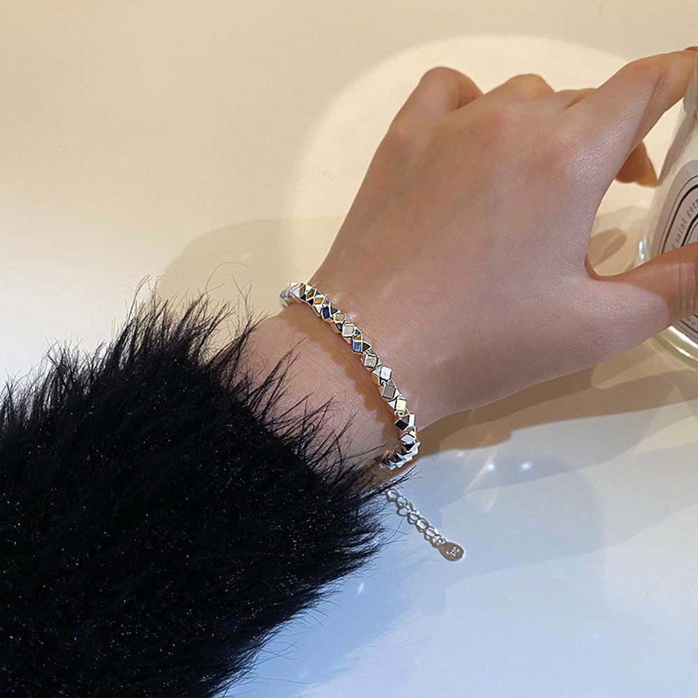 Vòng Đeo Tay Họa Tiết Hình Học Phong Cách Hàn Quốc Thanh Lịch Dành Cho Nam Nữ|Dây Chuyền Kim Loại Nhiều Màu Sắc Thời Trang