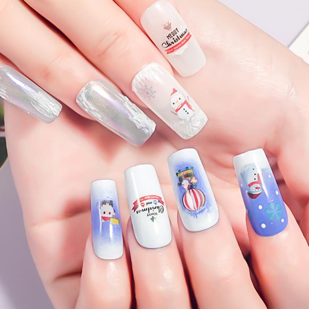 Miếng Dán Trang Trí Móng Tay Họa Tiết Giáng Sinh Xinh Xắn