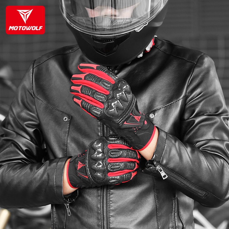 Găng Tay MOTOWOLF Gù Carbon Full Ngón [ 1 Đôi ]