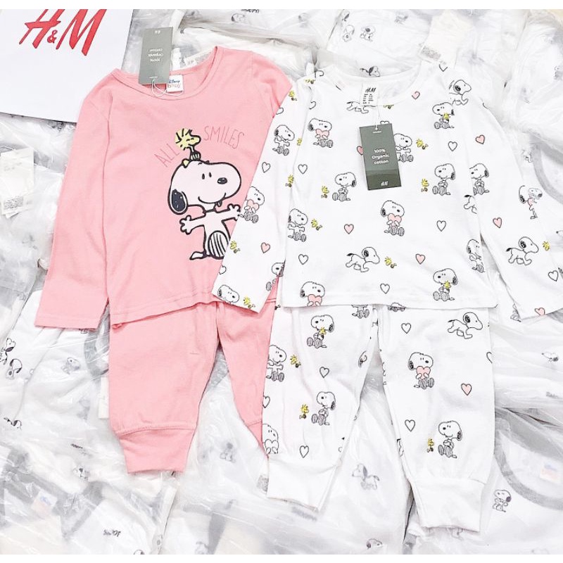 Bộ dài tay cho bé_ set 2 bộ cotton dài tay H&M snoppy cho bé