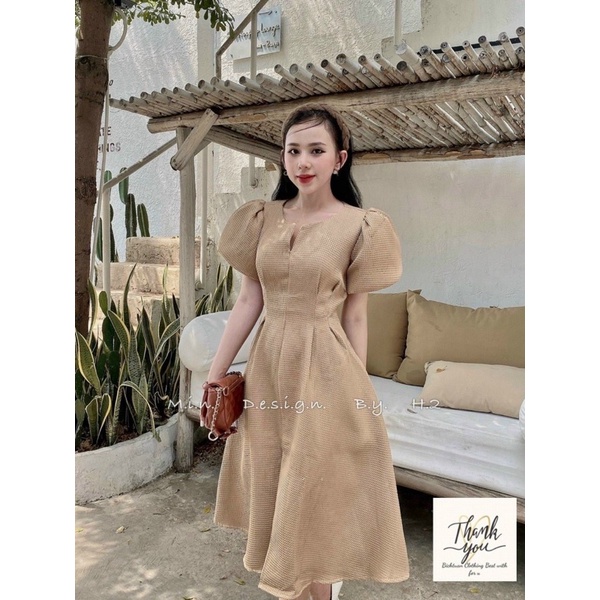 đầm xoè tay phồng nhẹ nhấn eo bigsize 55kg-90kg💕💕💕