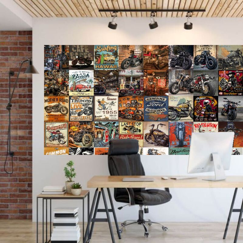 SET 100 POSTER DECAL DÁN TƯỜNG TRANG TRÍ CỬA HÀNG/CAFE CỔ ĐIỂN VINTAGE