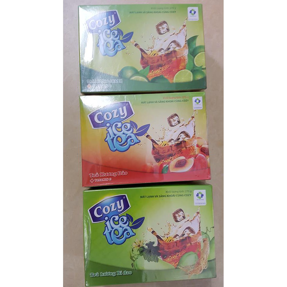 Combo 5 hộp Trà hòa tan COZY ice tea 270g hương bí đao / hương đào / hương chanh