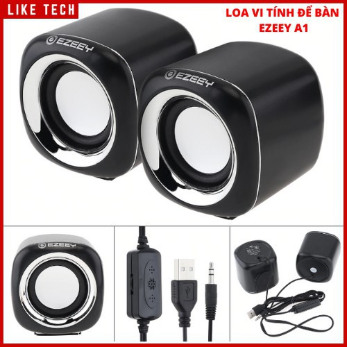 Loa Vi Tính Để Bàn Cho máy Tính/Laptop/Điện Thoại, EZEEY A1A1 Mini 3W USB 2.0 Siêu Trầm Jack 3.5-Liketech số 1