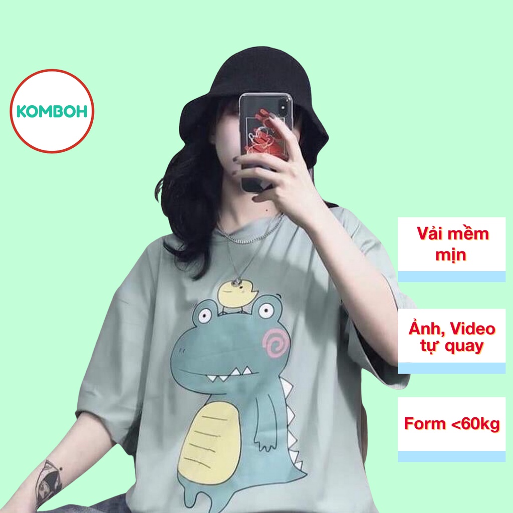 Áo thun tay lỡ KOMBOH phông Unisex nam nữ oversize form rộng đẹp ulzzang KHỦNG LONG 4 RĂNG A71 | BigBuy360 - bigbuy360.vn