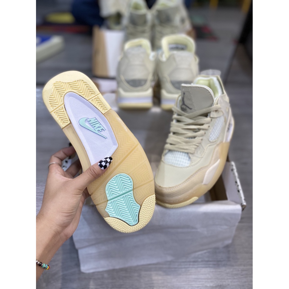 Giày thể thao sneaker JD 4 kem, jd4  kem off white bản cao cấp ảnh thật tự chụp nam nữ, tặng kèm 3 bộ dây