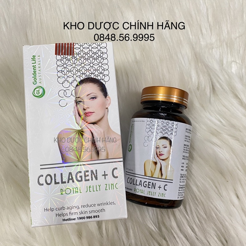 Viên Uống Đẹp Da Sáng Da Collagen + C Royal Jelly Zinc Lọ 60 viên - Chống lão hoá, giảm thâm nám, rụng tóc ngừa nếp nhăn