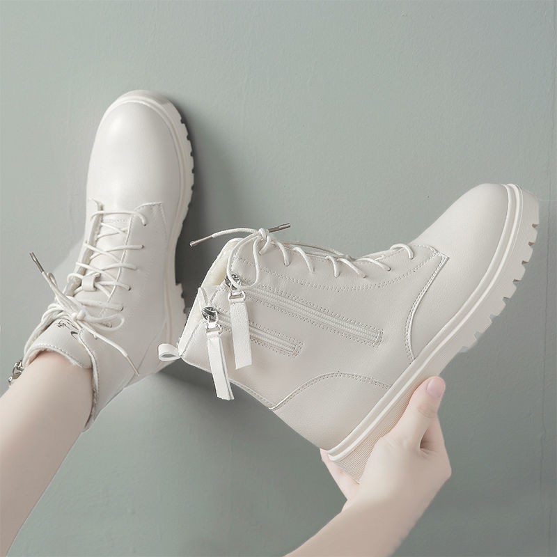 Giày bốt DR. MARTENS bằng cotton dày dặn tăng chiều cao kiểu dáng thời trang thu đông 2020 cho nữ