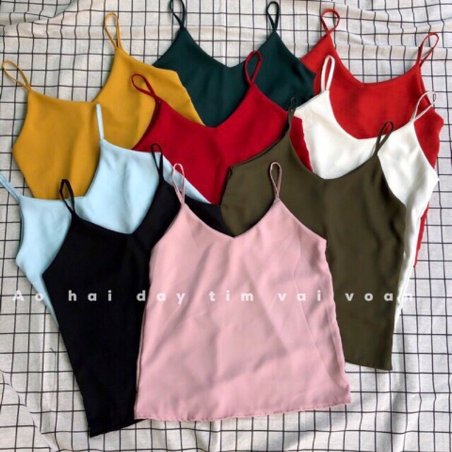 Áo 2 dây tim trơn hình thật 100% | BigBuy360 - bigbuy360.vn