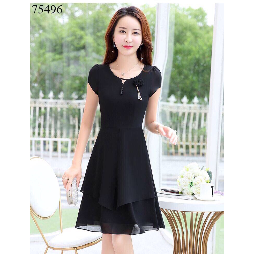 [MẪU ĐẦM HOT] ĐẦM VOAN DÁNG XÒE ĐÍNH  HOA HAI MÀU HỒNG VÀ ĐEN ĐỦ SIZE M L XL 2XL - XƯỞNG ĐẦM THÙY DƯƠNG - 75496 | BigBuy360 - bigbuy360.vn