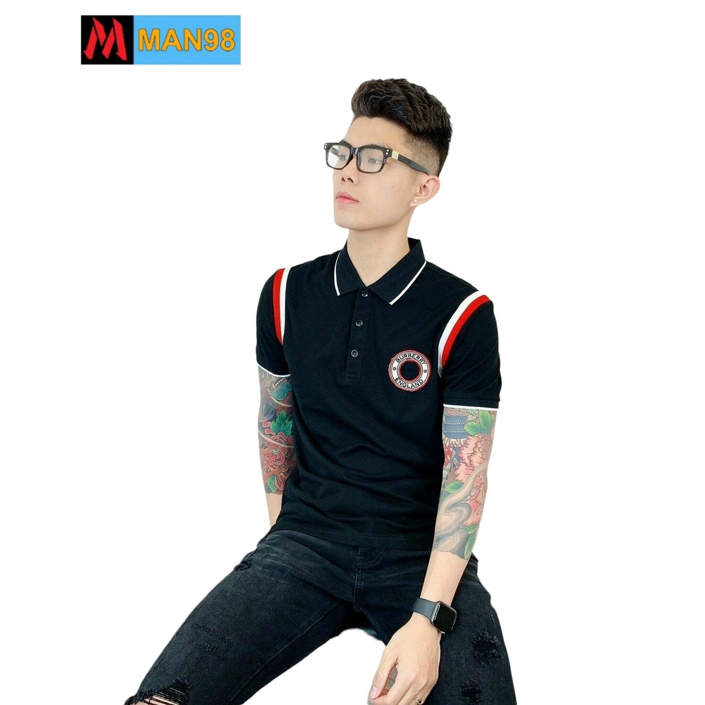 Áo polo nam có cổ logo tròn ngực bbr cao cấp PL14