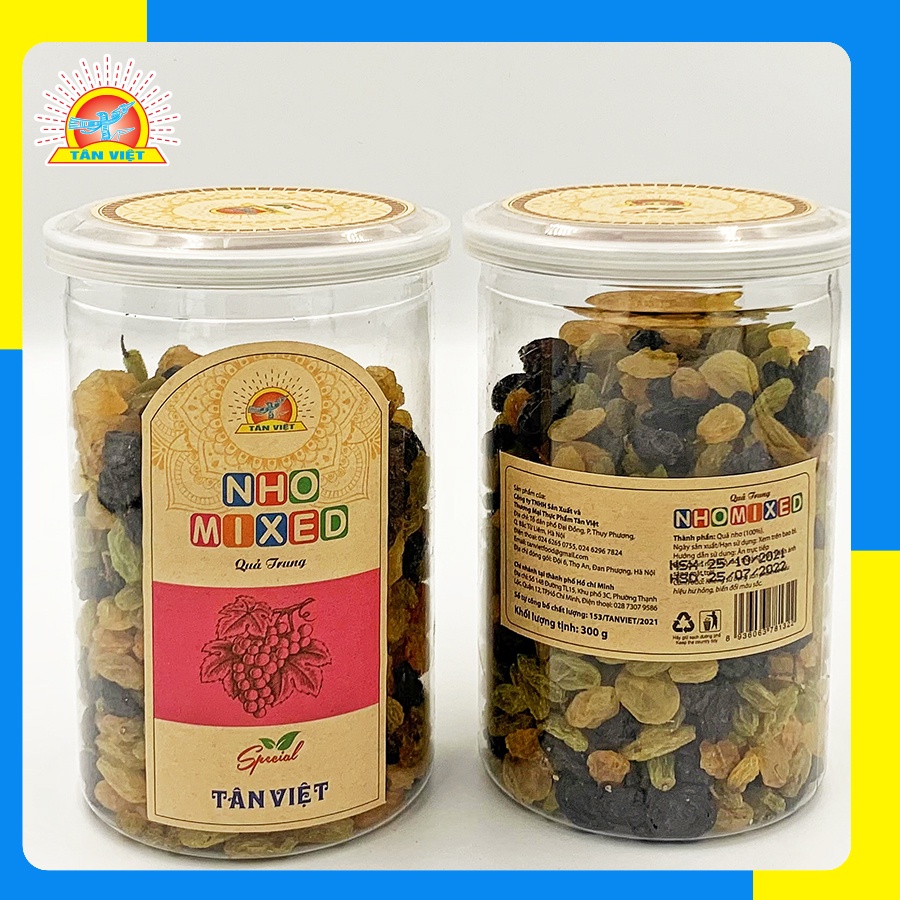 Nho Khô Thập Cẩm Mix Đủ Vị TÂN VIỆT Hương Vị Thơm Ngon Hủ 150gr - 300gr