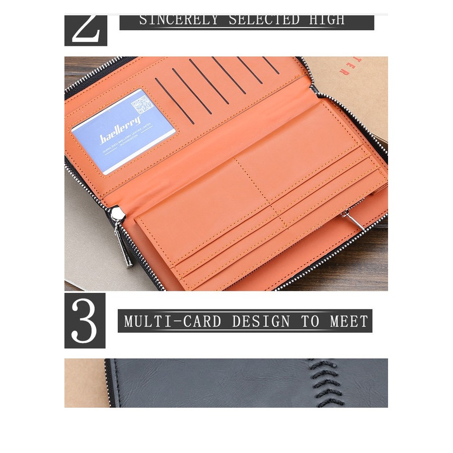 Ví da nam nữ cao cấp BAELLERRY cầm tay dáng dài BLR008