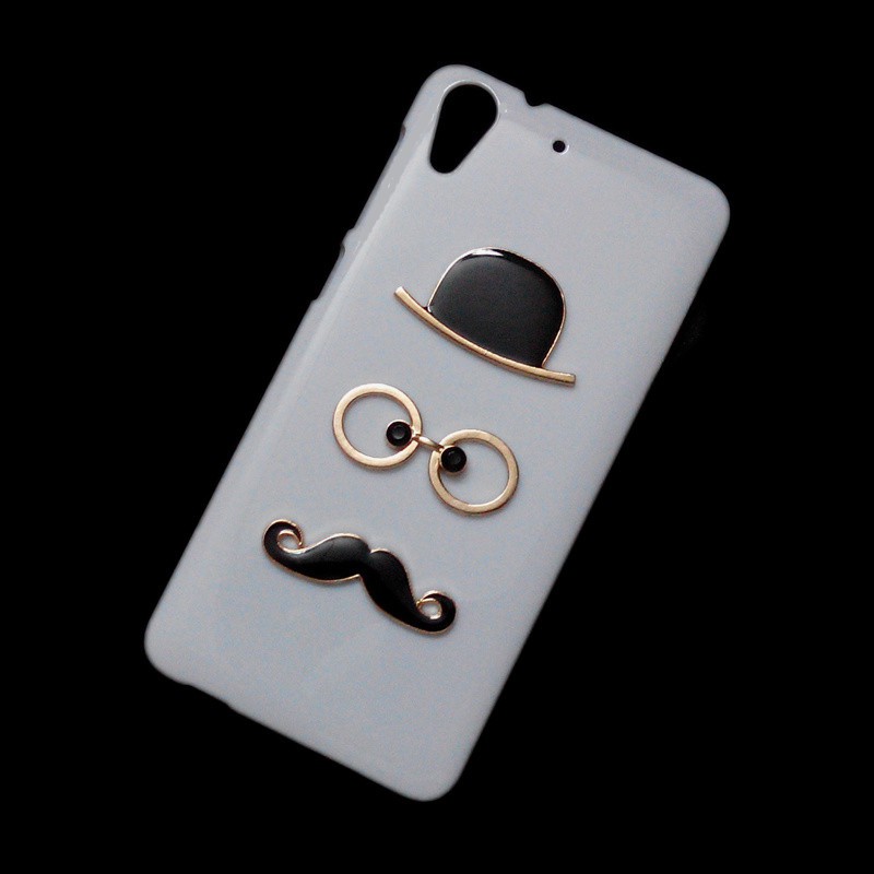 3D Cute Hat Eye Mustache Back Hard Phone Cover Case for HTC Butterfly 2 One M7 M9 Plus A9 X9 E9 Desire 10 Pro 530 626 628 630 728 816 820 825 828 830 U Ultra U11