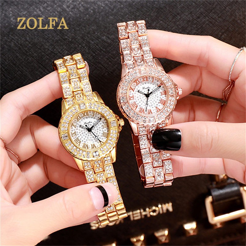 ZOLFA Fashion Starry Sky Ladies Steel Band Watch Luxury Rhinestone Womens Quartz Wristwatch Alloy Watches Ladies Timepiece Đồng hồ nữ