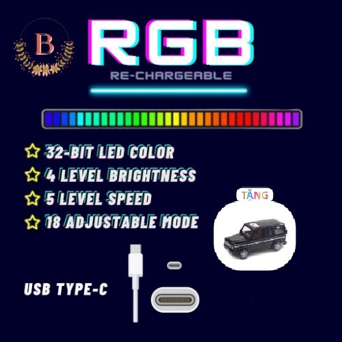 Bộ thanh đèn led 32 bóng RGB led theo nhạc nhấp nháy theo nhạc ánh sánh nhiều màu tự điều chỉnh âm thanh trang trí decor