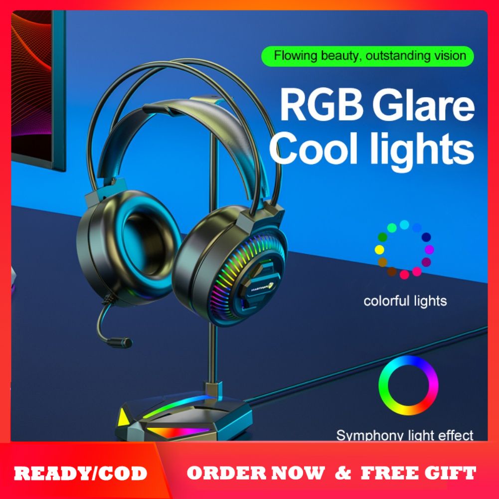 ❥HOT Bán Phổ RGB Headphone Đứng Gamer Tai Nghe Máy Tính Để Bàn Giá Headphone Display Đứng Chơi Game Đứng 3.5mm/Cổng USB