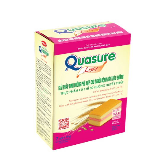 Combo 5 hộp bánh bông lan ăn kiêng Quasure Light hương dâu - Giải pháp dinh dưỡng phù hợp cho người bệnh đái tháo đường