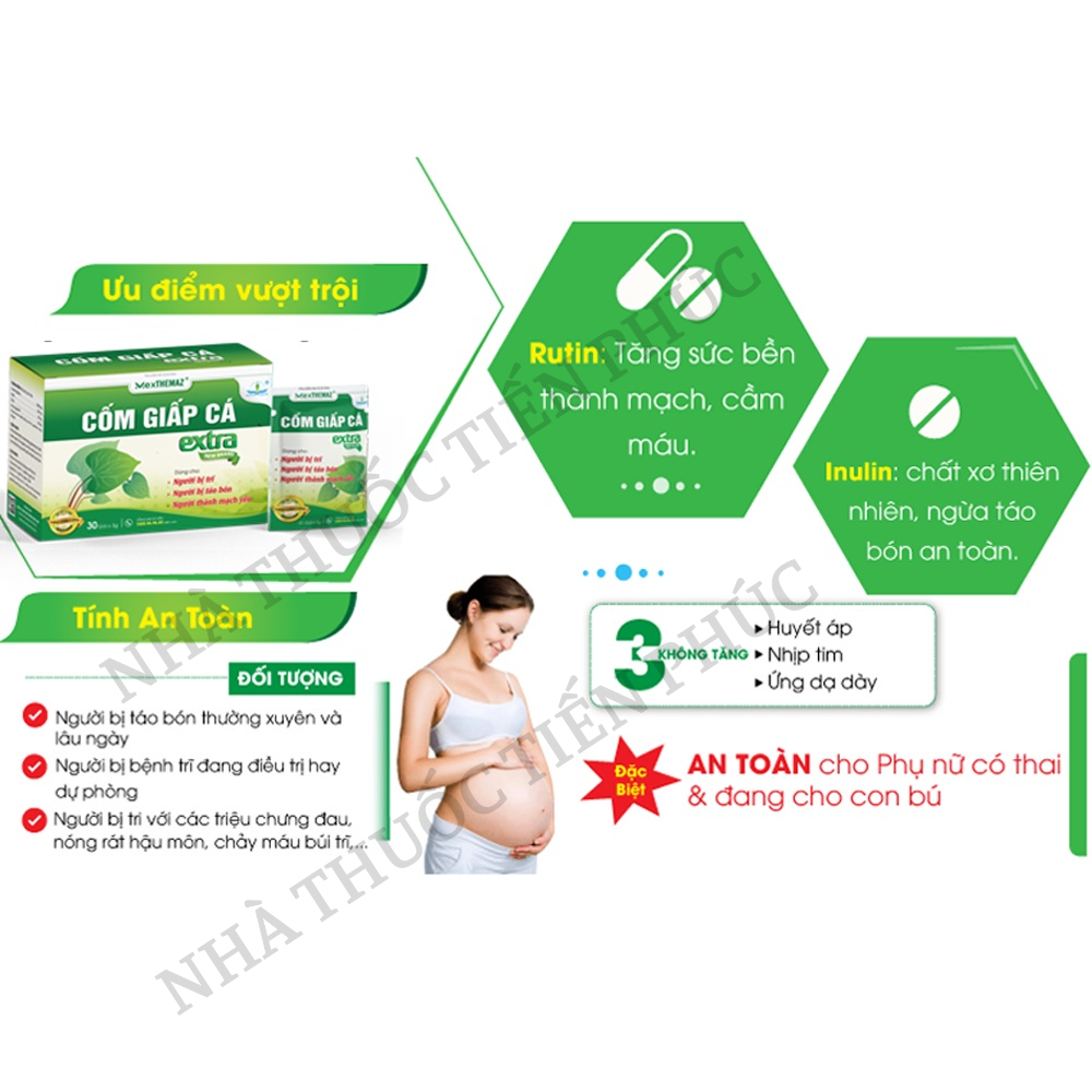 Cốm Giấp Cá Extra New Brand - Dùng Cho Người Bệnh Trĩ, Táo Bón, Thành Mạch Yếu Hộp 30 gói