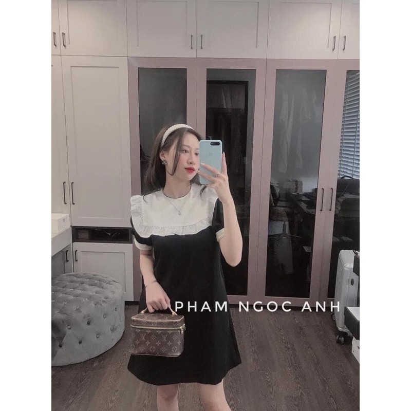 [Mã SKAMA06 giảm 8% tối đa 50K đơn 250K] Váy cồ trắng phối tay ngọc