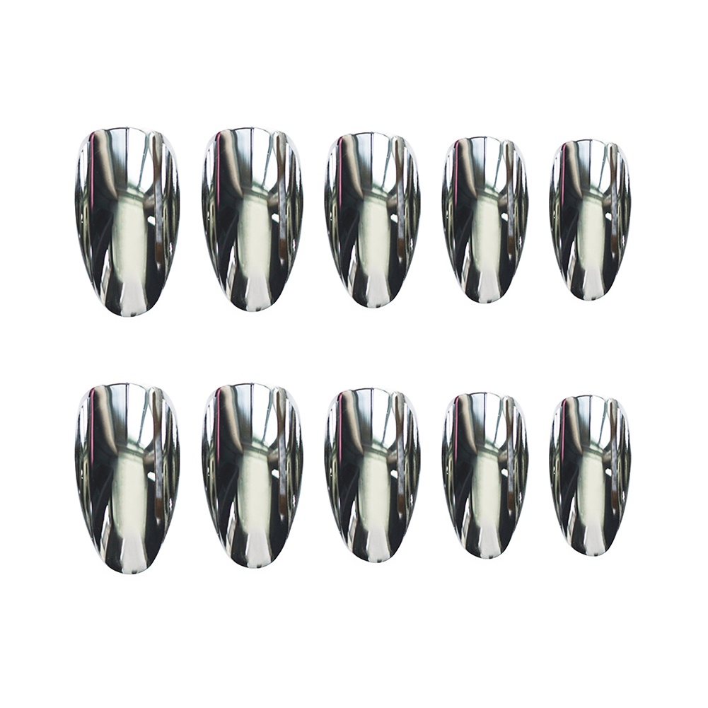 YADORNOS Set 24 móng tay giả YADORNOS màu bạc đầu nhọn thời trang ấn tượng