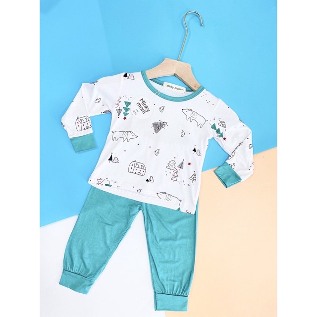 Bộ Dài Tay Minky Mom hoạ tiết hình động vật cho bé từ 0-4 tuổi