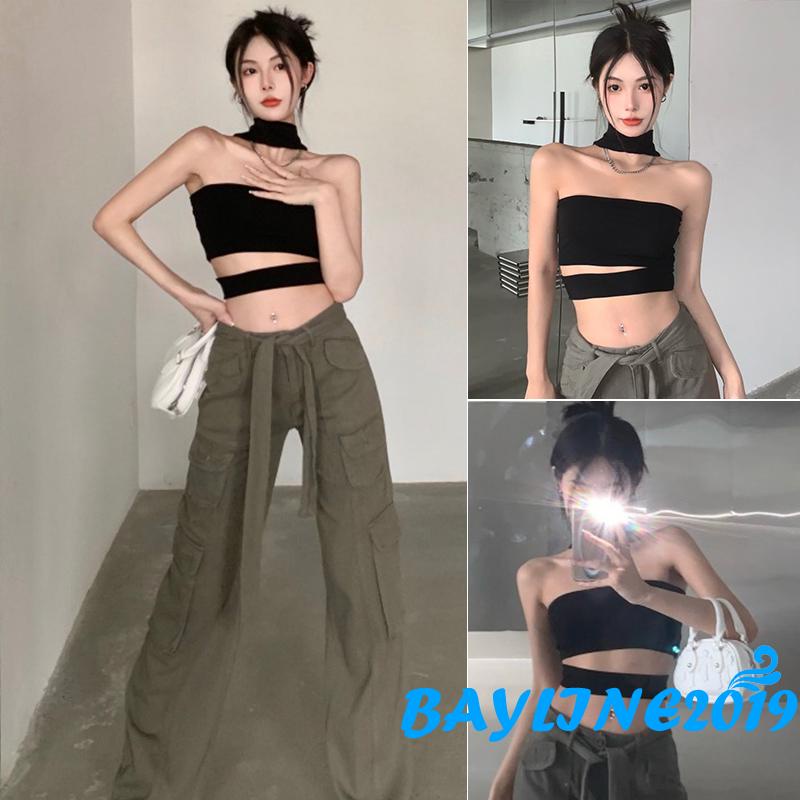 Áo Croptop Không Tay Hở Lưng Màu Trơn Thời Trang Mùa Hè Dành Cho Nữ