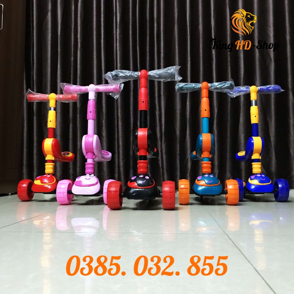 Xe trượt scooter cho bé, bánh to phát sáng, có nhạc, chịu lực 50kg