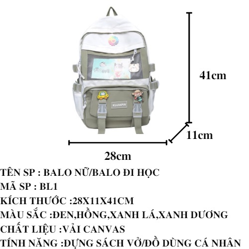 Balo nữ thời trang hàn quốc đi học du lich đẹp chống nước BL1