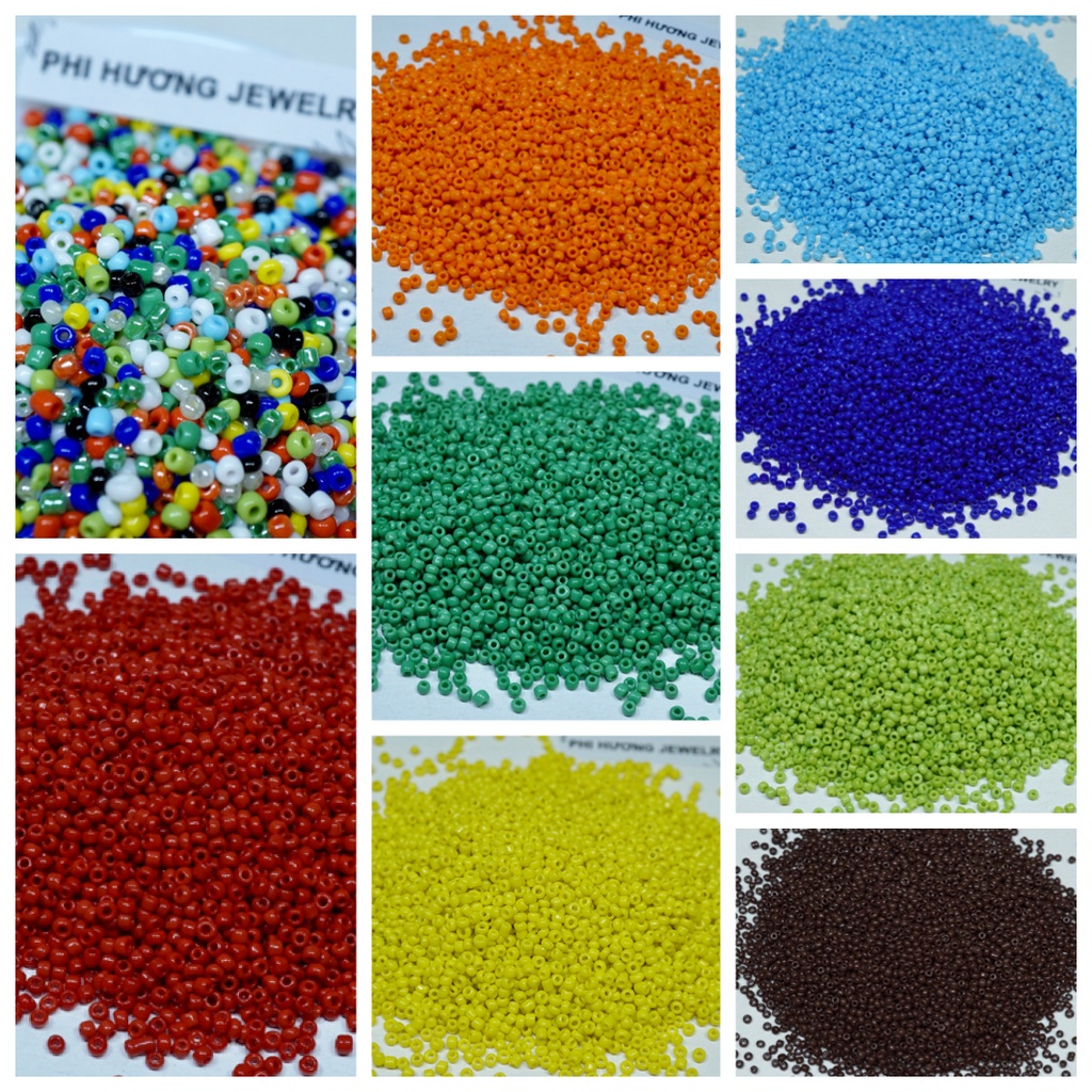 Gói 50gr hạt cườm tấm đục đủ màu 2mm nguyên liệu đính kết