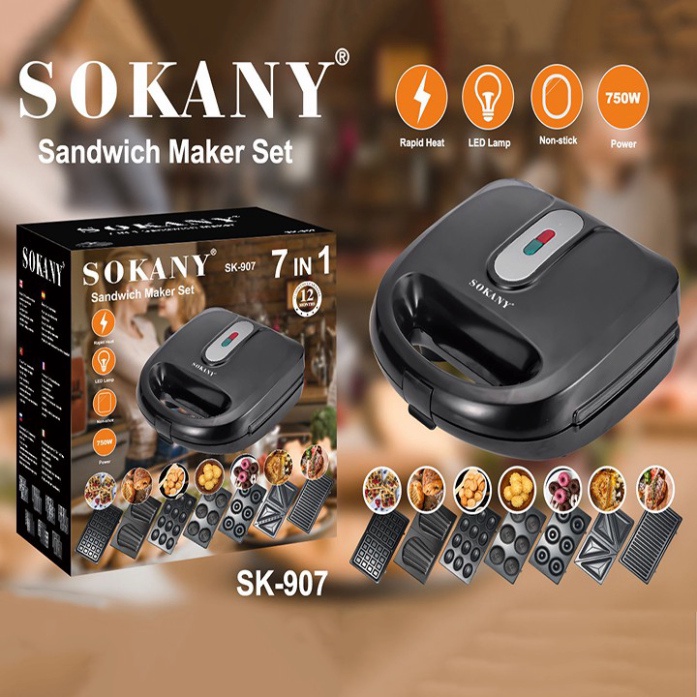 Máy nướng bánh, máy làm bánh Sokany 7 bộ khuôn làm bánh