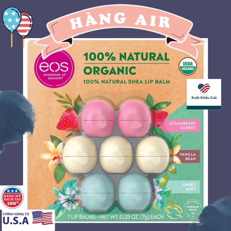 Lip Balm Son trứng dưỡng môi tự nhiên EOS 3 mùi - Mùi táo mật, sương muối dưa hấu, dâu đen. giá 1 trứng