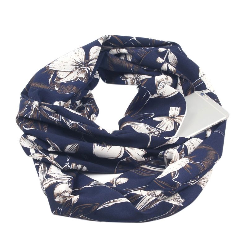 Khăn Choàng Cổ Hai Lớp Có Khóa Kéo Ẩn 180x50cm Dành Cho Nữ