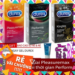 [Sale]  Combo 3 Hộp Bao Cao Su Durex 36 cái tùy chọn + Tặng kèm 1 tuýt gel bôi trơn Durex Play 50ml