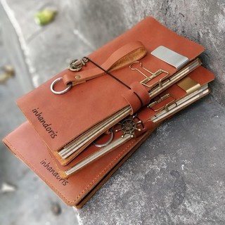 Sổ da thật Journal notebook – Gáy chun cài size to