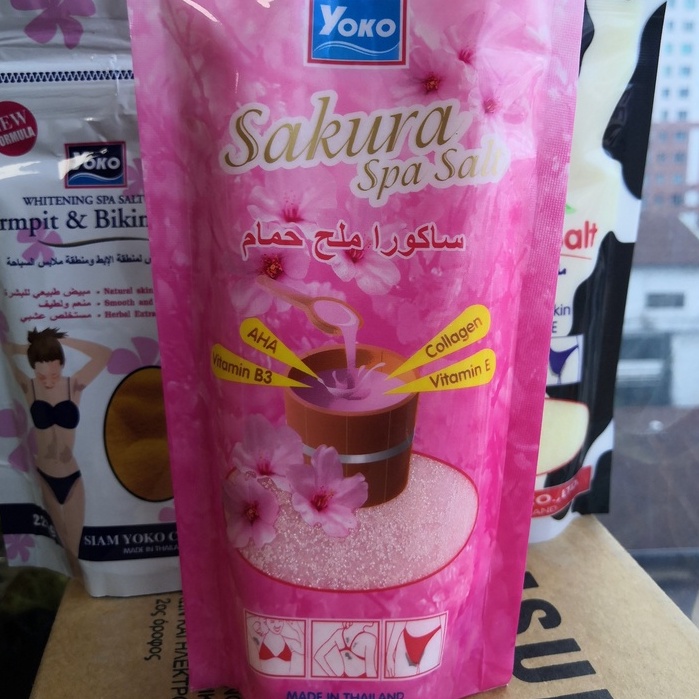 Muối tắm tẩy tế bào chết yoko Sakura Spa Salt túi 300g (hoa anh đào) - tẩy da chết hiệu quả