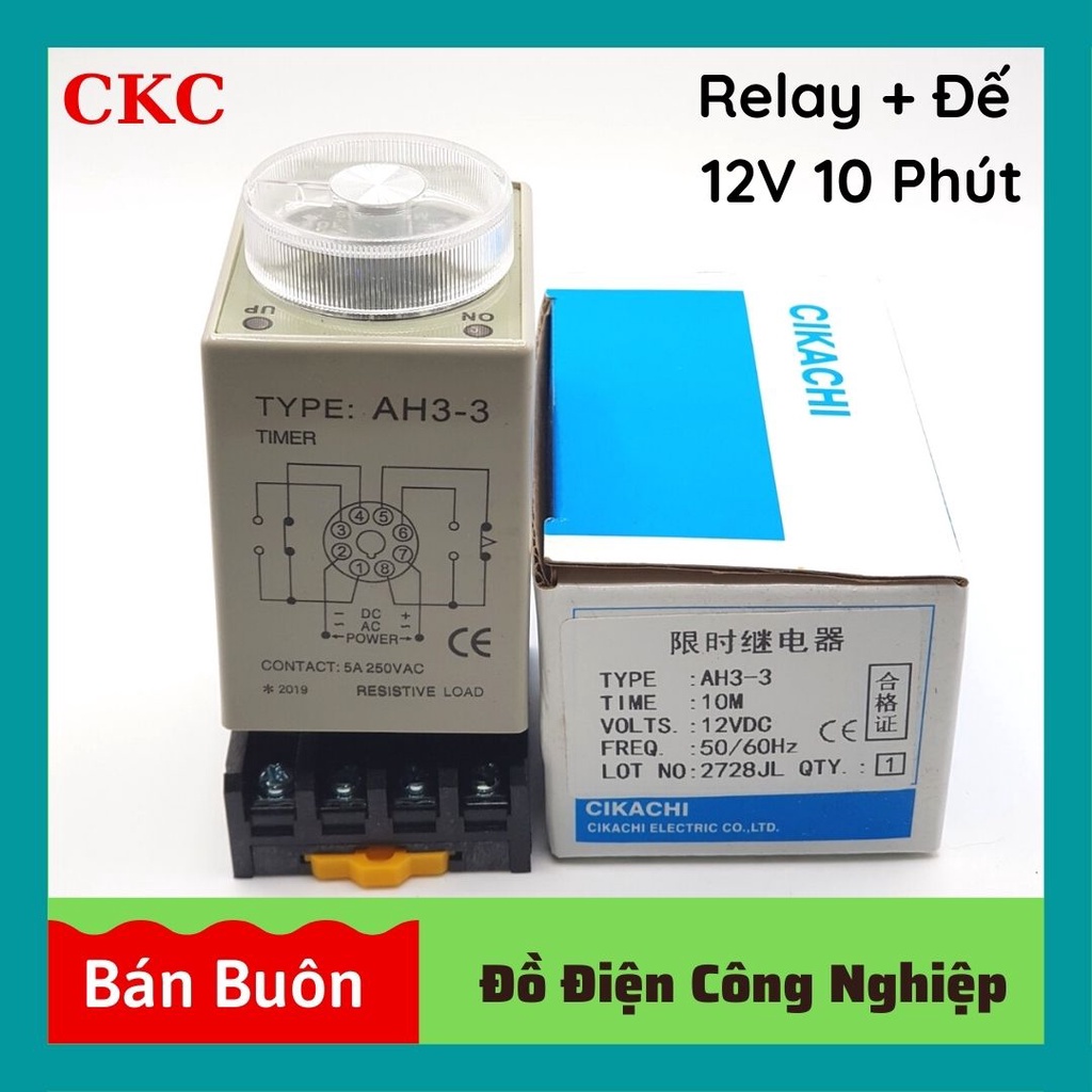 Relay thời gian CKC 12V 10 phút, rơ le thời gian, ckc 12v 10M