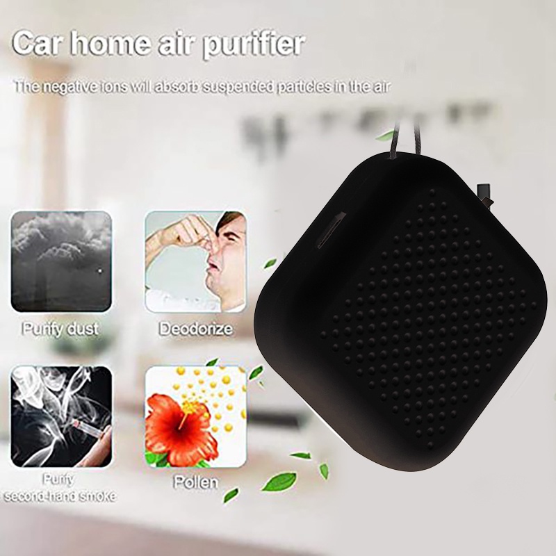 (Hàng Mới Về) Máy Lọc Không Khí Ion Âm Mini Đeo Cổ 10 Chế Độ Có Thể Sạc Lại Tiện Dụng Đen