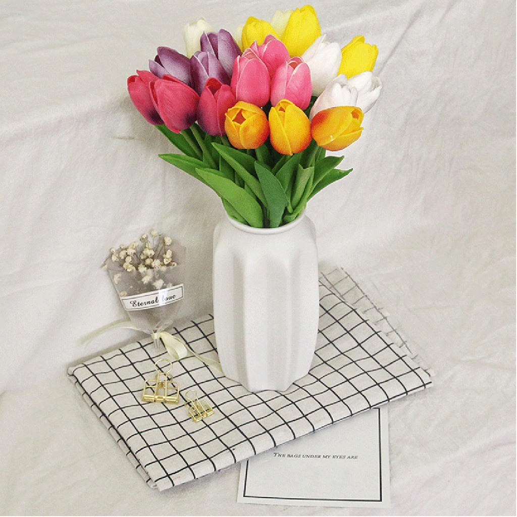 Set 5 hoa tulip giả SJJL có nhiều màu trang trí tiệc cưới DIY