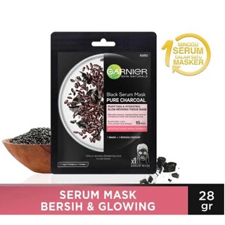 Mặt nạ serum Thải độc trắng da giảm mụn tinh chất Than Hoạt Tính​ & gạo lứt - Garnier Black Serum Black Rice​