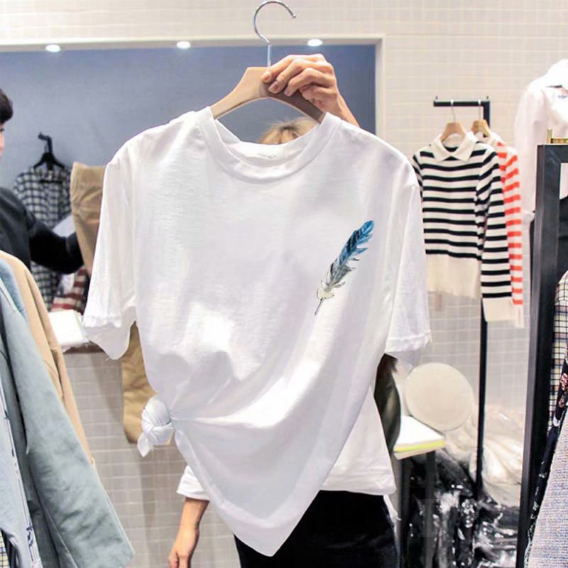 Áo thun cotton daduhey tay ngắn dáng rộng plus size phong cách Hàn Quốc thời trang 2021 cho nữ