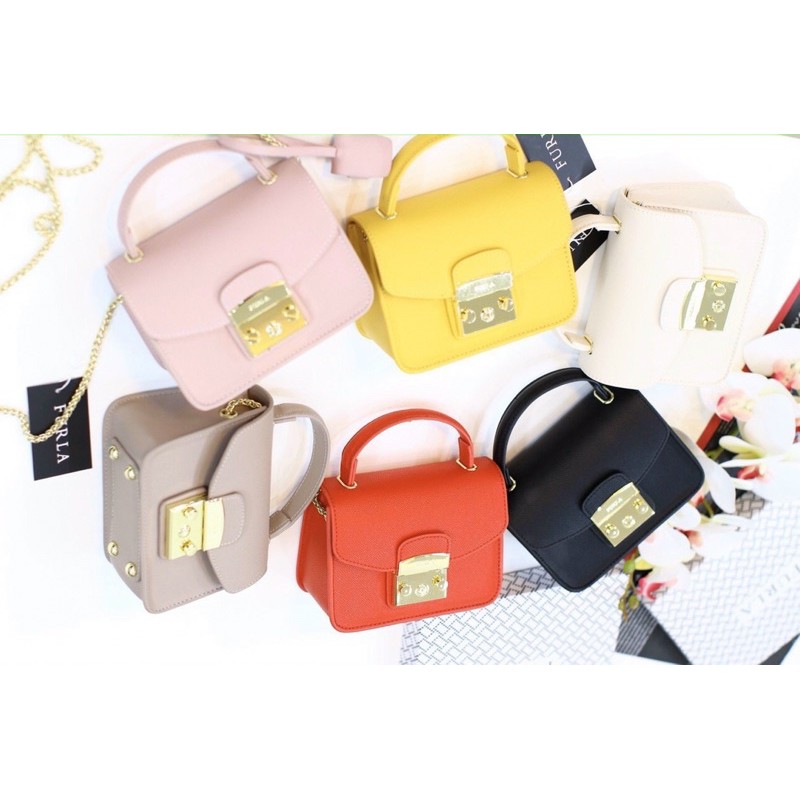 Túi cách nữ đeo chéo da xước khoá vàng size mini hàng cao cấp fullbox có hộp