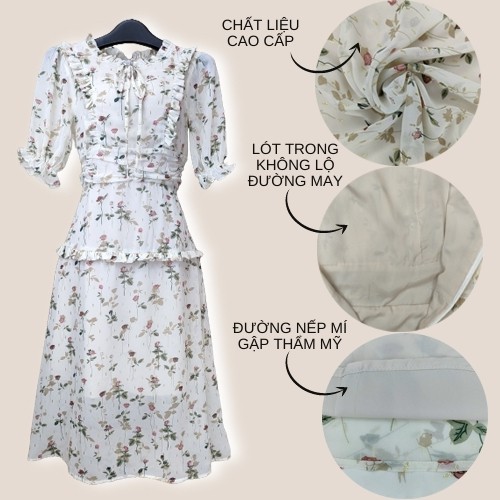 Đầm voan tơ hai lớp phong cách Công sở Hàn Quốc dịu dàng thanh lịch che khuyết điểm thoáng mát | BigBuy360 - bigbuy360.vn