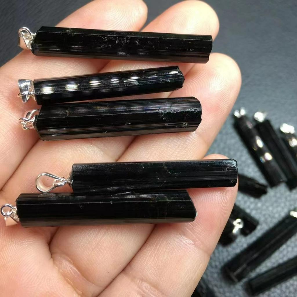 Mặt Dây Chuyền Bằng Bạc s925 Đính Đá Tourmaline Đen Tự Nhiên